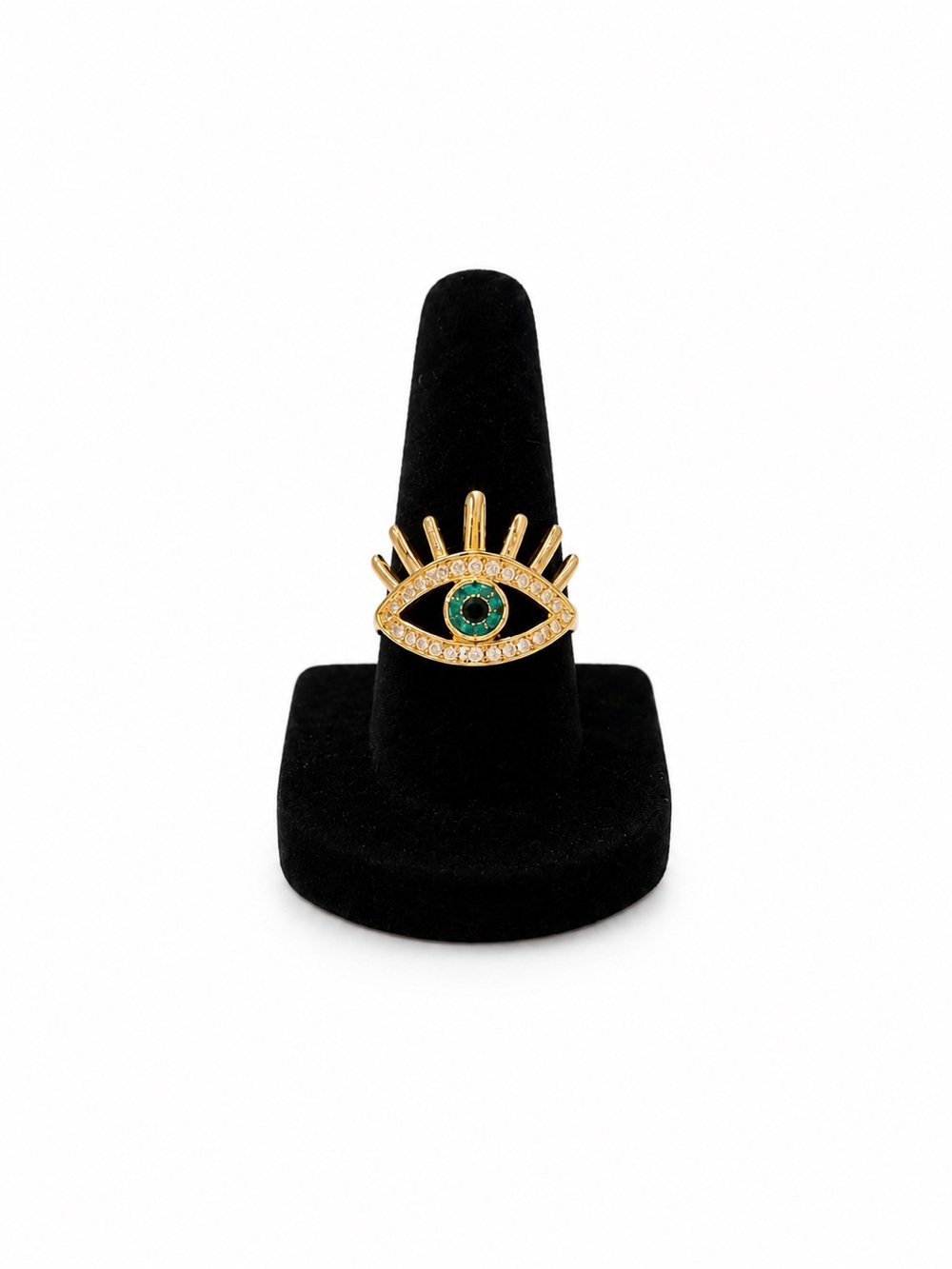 Evil Eye Blue Iris Crystal Gold Size 7 Women’s Ring Jewelry